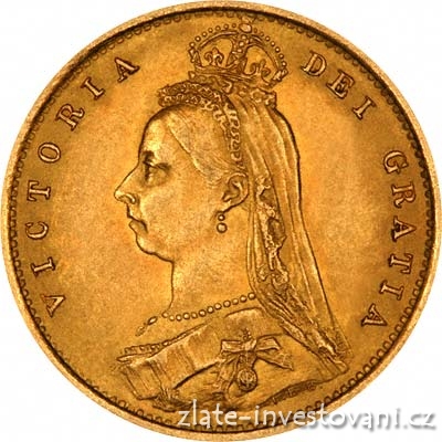 Investiční zlatá mince britský půl Sovereign-Victoria jubileum 1887-1893