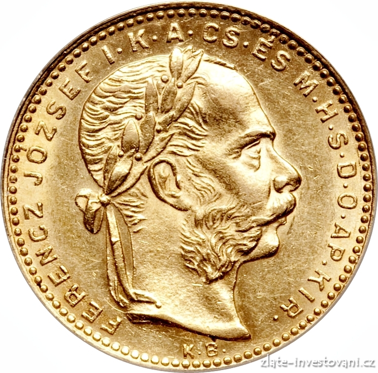 Zlatá mince Osmizlatník Františka Josefa I.-uherská ražba 1890 KB