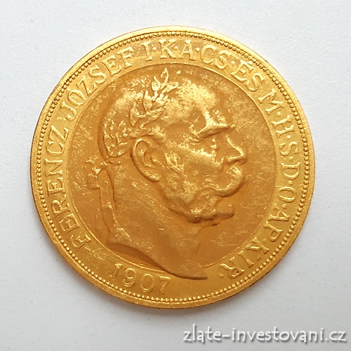 Zlatá mince Stokoruna Františka Josefa I. 1907 -40. výročí korunovace