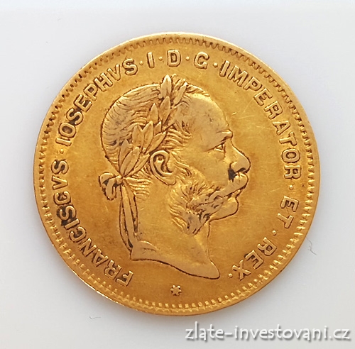 Zlatá mince 4 zlatník Františka Josefa I.-rakouská ražba 1885