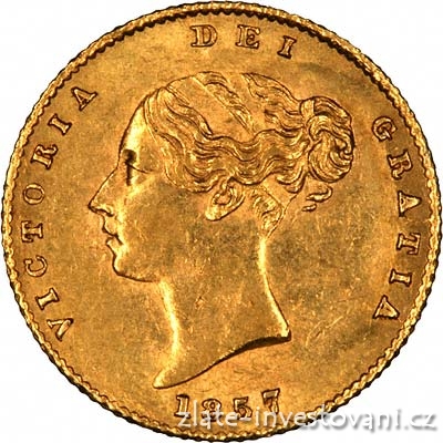 Investiční zlatá mince britský půl Sovereign-Victoria první portrét-štít