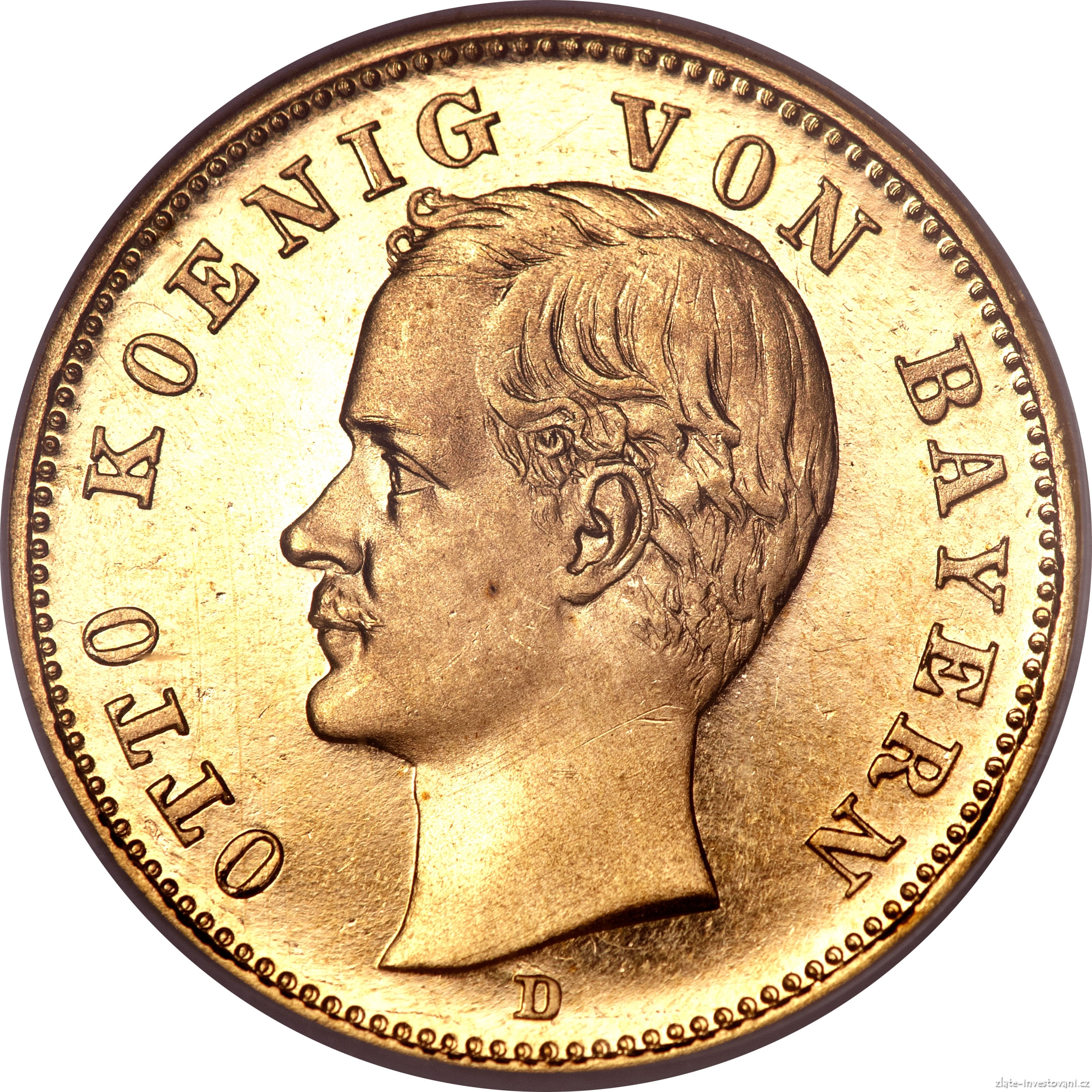 Zlatá mince 20 marka-Bavorský král Otto 1895-1913