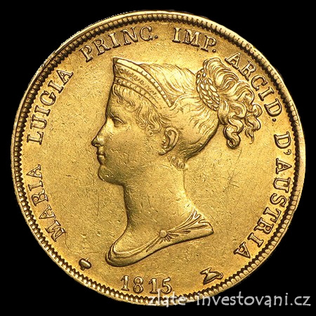 Zlatá mince 40 lira-Marie Louise rakouská -Parma 1815