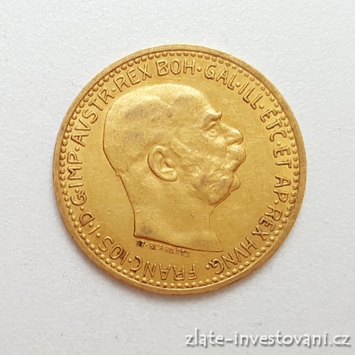 Zlatá mince Desetikoruna Františka Josefa I.- rakouská ražba 1911-velká hlava