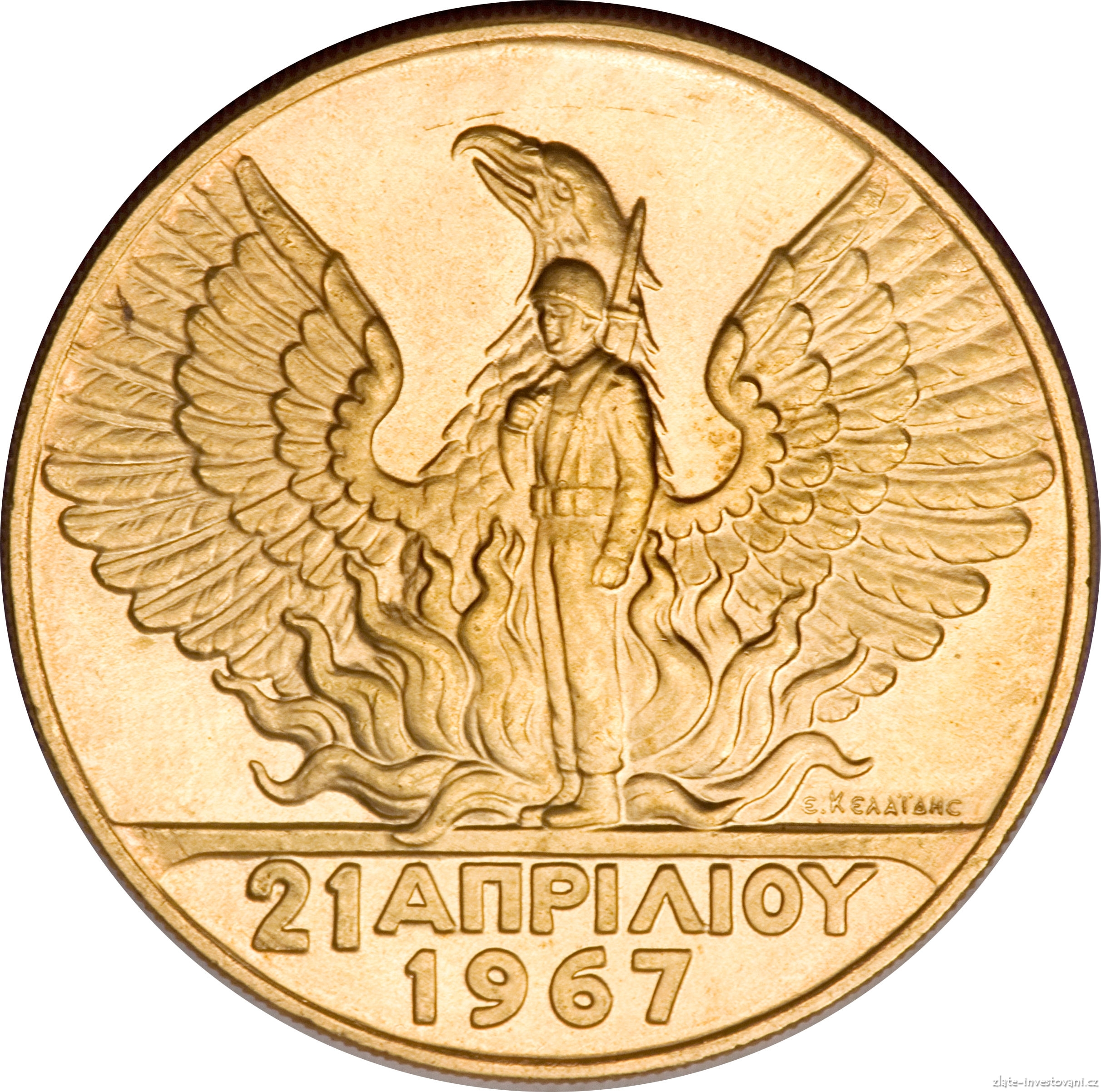 Zlatá mince 100 drachma-Constantine II. 1967-KB