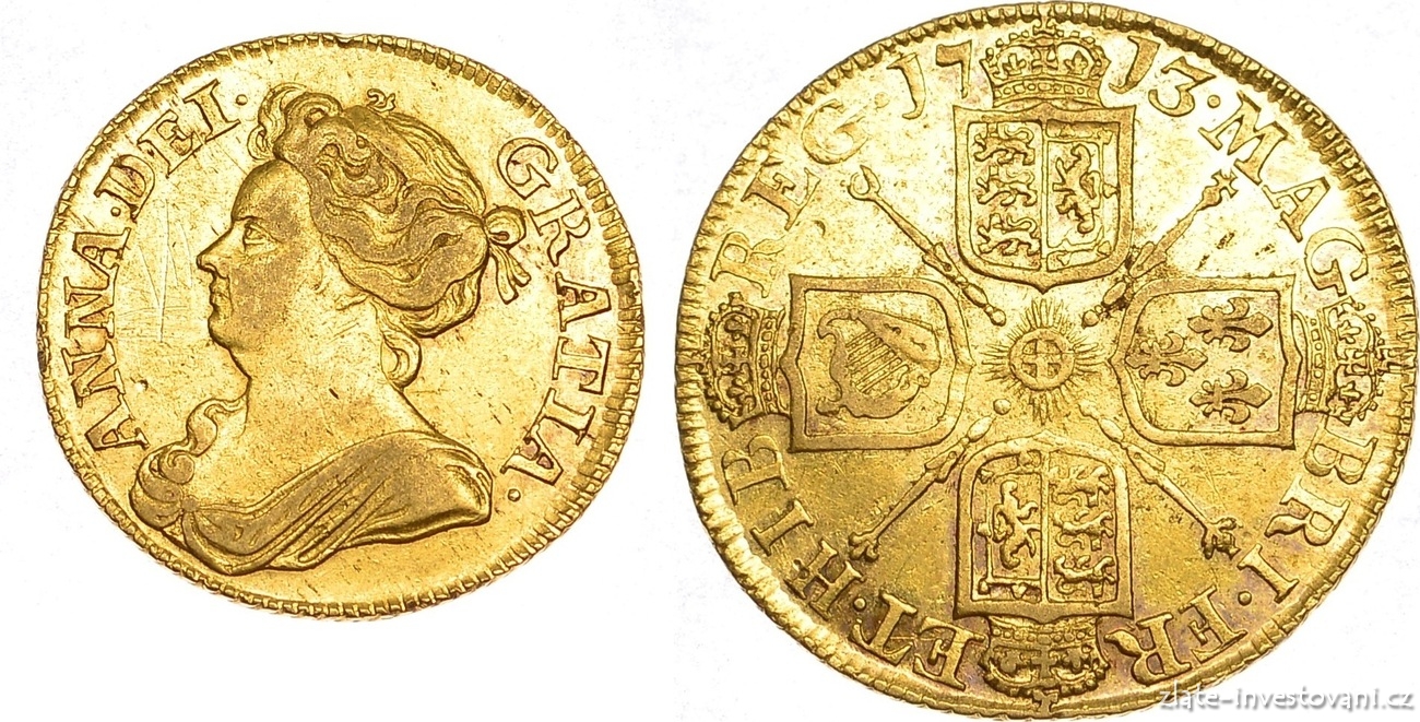 Zlatá mince britská Guinea-královna Anne