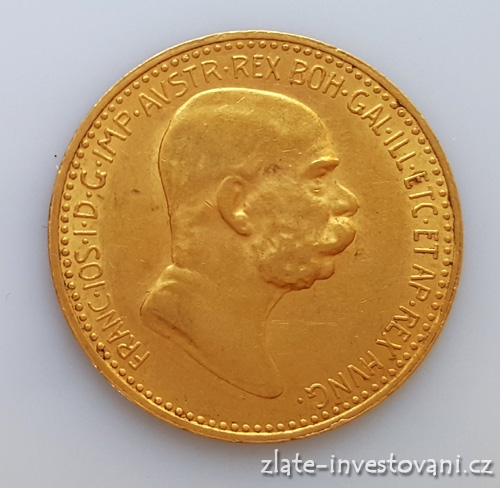 Zlatá mince 10 koruna Františka Josefa I. 1908-60 let vlády