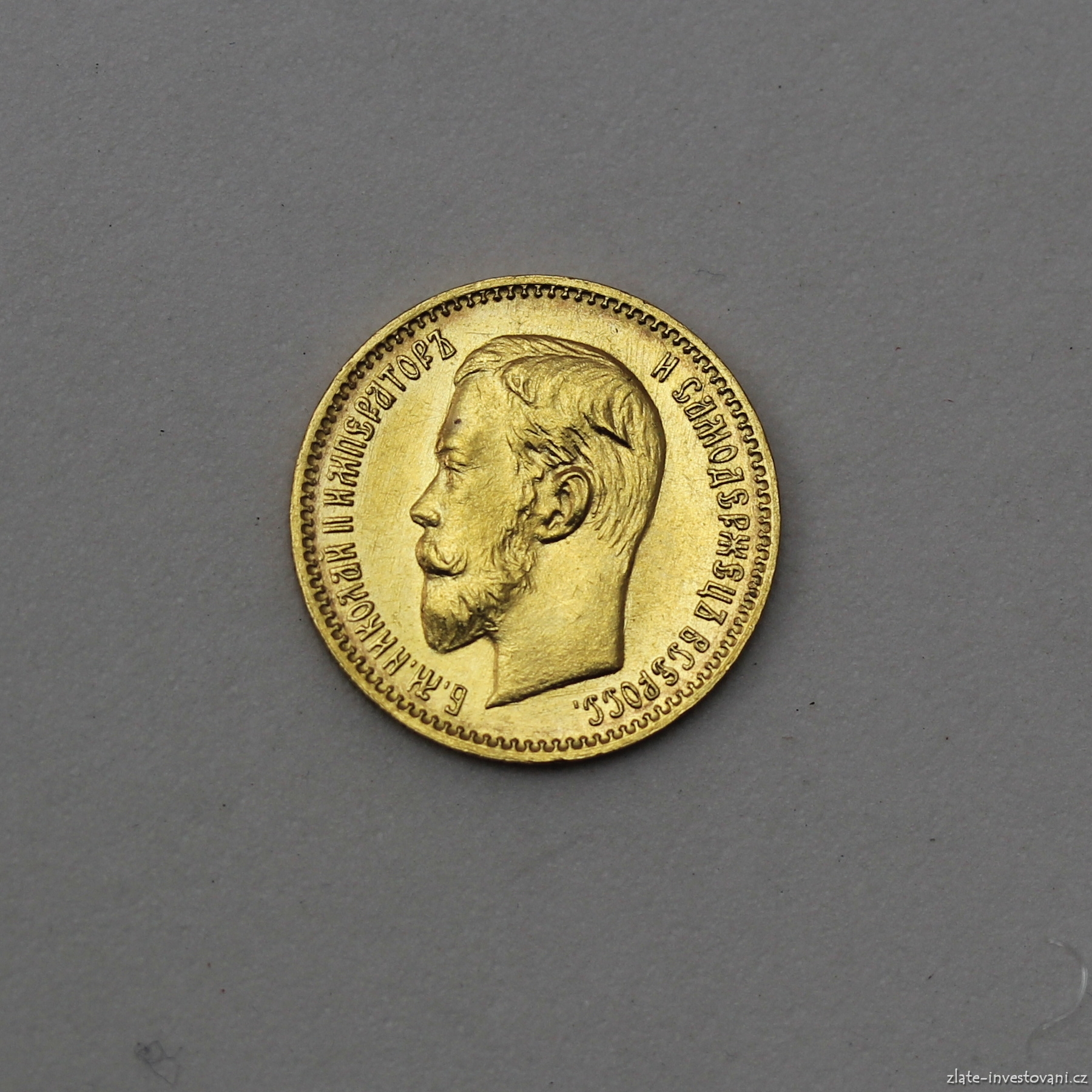 Zlatá mince ruský Pětirubl-car Mikuláš II. 1904 AP