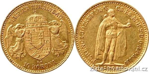 Zlatá mince Desetikoruna Františka Josefa I.- uherská ražba 1901 K.B.