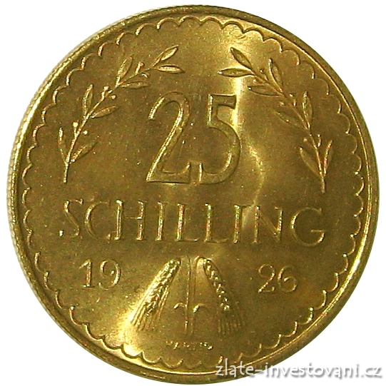 Zlatá mince rakouských 25 šilinků-1929