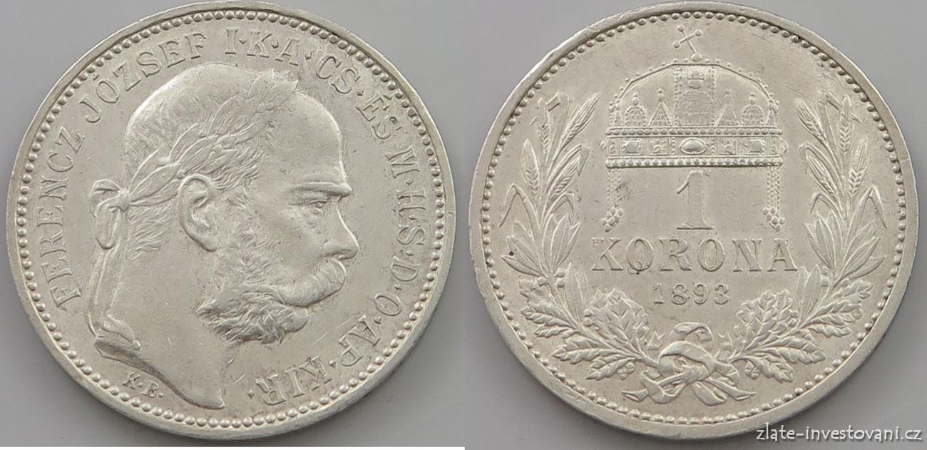 Stříbrná koruna Františka Josefa I. 1893 KB