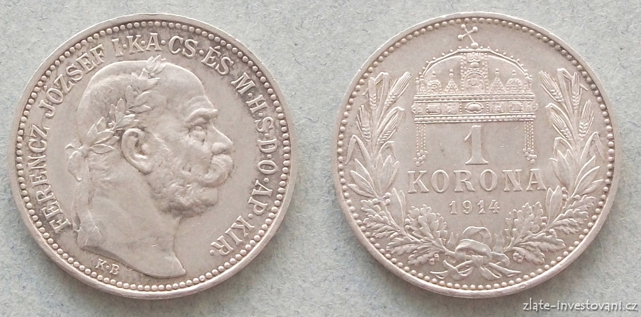 Stříbrná koruna Františka Josefa I. 1914 K.B.