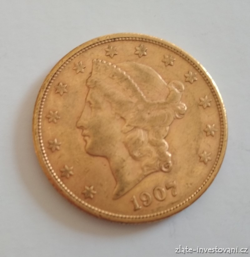Investiční zlatá mince americký double Eagle-Liberty -1907