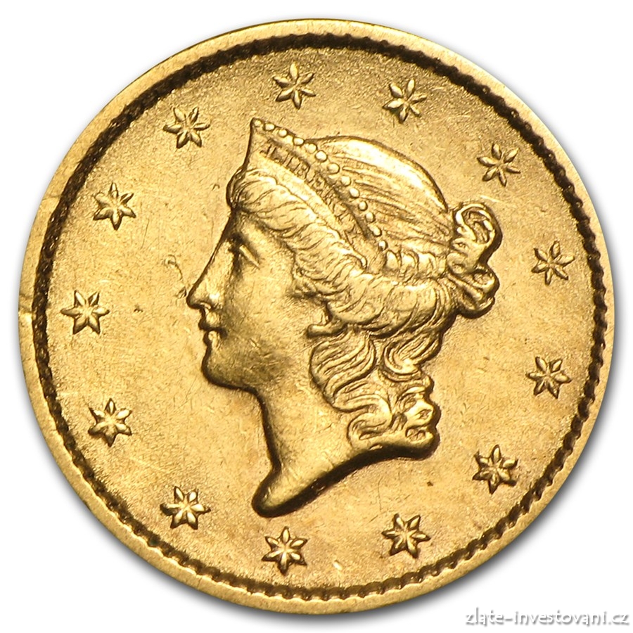 Zlatá mince 1 dollar-Liberty 1849-1854