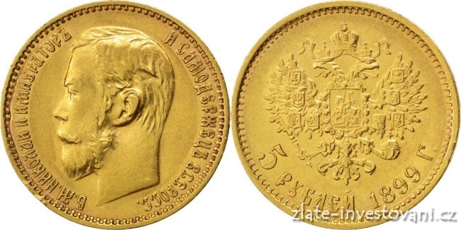 Zlatá mince ruský Pětirubl-car Nikolaj II.1899