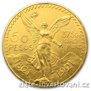 Zlatá investiční mince mexické 50 pesos-Centenario