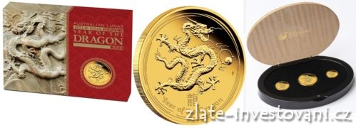 Set tří mincí lunárního kalendáře rok draka 2012-proof
