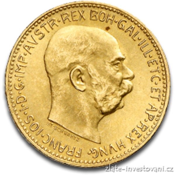 Investiční zlatá mince rakouská Dvacetikoruna-novoražba