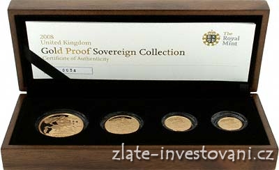 Zlatý investiční set mincí Sovereign-proof-4 mince