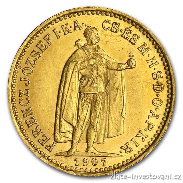 Zlatá mince Desetikoruna Františka Josefa I.- uherská ražba 1893 KB