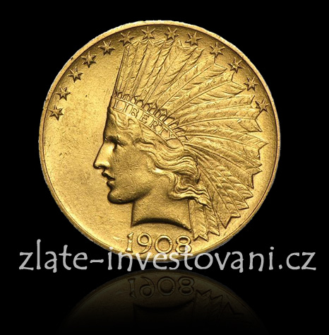 Zlatá mince americký 10 dollar -Indián 1910