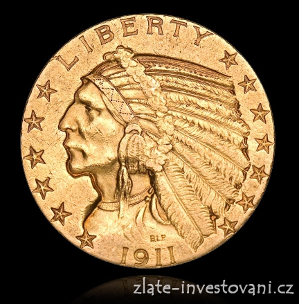 Zlatá mince americký half Eagle-Indiánský náčelník 5 dolarů 1916