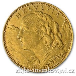 Zlatý švýcarský 10 frank -Vrenelli