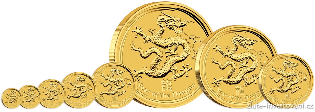 Sada zlatých mincí rok draka 2012-lunární kalendář II.