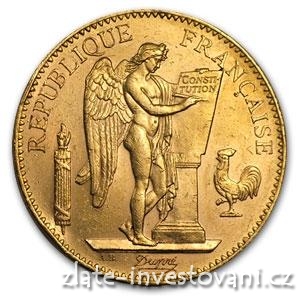 Zlatá mince francouzský 100 frank-Anděl-Genius 1913