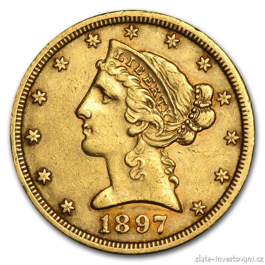 Zlatá mince liberty half Eagle 5 dolar