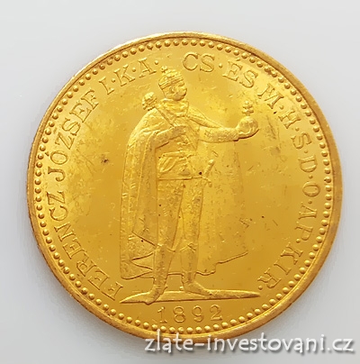Zlatá mince Dvaceti koruna Františka Josefa I.uherská ražba 1892-KB Mint