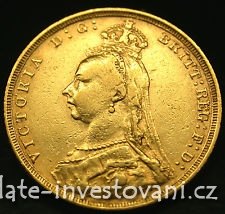 Investiční zlatá mince britský Sovereign jubilejní -královna Victoria