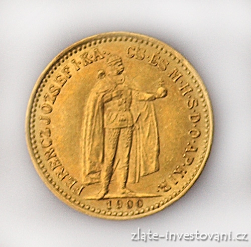Zlatá mince Desetikoruna Františka Josefa I.- uherská ražba 1892 KB