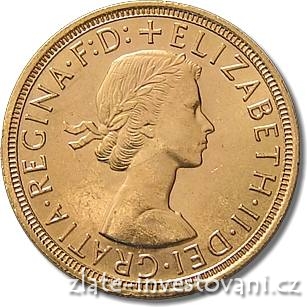 Investiční zlatá mince britský Sovereign-Alžběta II. 1957-1968