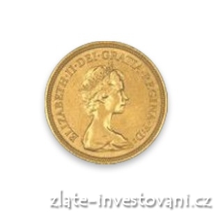 Investiční zlatá mince britský půl Sovereign-Alžběta1957