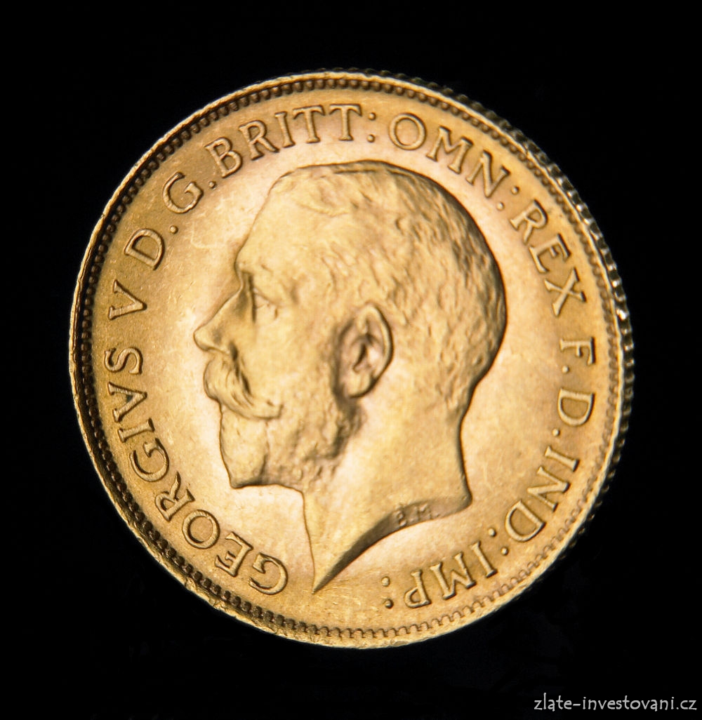 Investiční zlatá mince britský půl Sovereign-George V.
