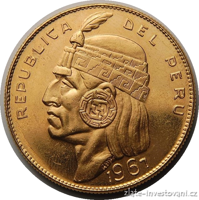 Zlatá mince Inka Manco Capac-Peru 1967