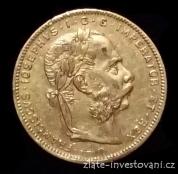 Zlatá mince Osmizlatník Františka Josefa I.rakouská ražba 1877