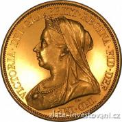 Zlatá mince britská Pětilibra-Victoria 1893