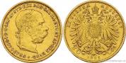 Zlatá mince Dvacetikoruna Františka Josefa I. rakouská ražba 1895