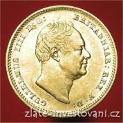 Zlatá mince britský sovereign William IV.