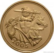 Investiční zlatá mince britský půl Sovereign-Alžběta II. 2005