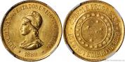 Zlatý brazilský 20 000 reál-1889-první republika