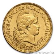 Zlatá mince 5 pesos Argentina 1881-1896