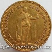 Zlatá mince  Desetikoruna Františka Josefa I.- uherská ražba 1908 K.B.