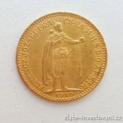Zlatá mince  Desetikoruna Františka Josefa I.- uherská ražba 1910 K.B.