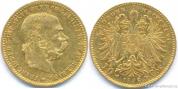 Zlatá mince  Desetikoruna Františka Josefa I.- rakouská ražba 1896