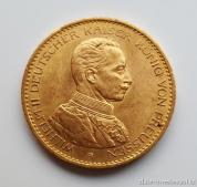 Zlatá mince pruská Dvacetimarka-Wilhelm II. - 1914-uniforma
