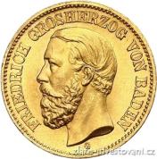 Zlatá mince 20 marka-Friedrich I.1894-1895 velkovévoda bádenský