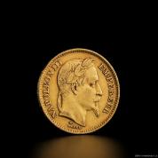 Zlatá mince francouzský 20 frank-Napoleon III.vavřín